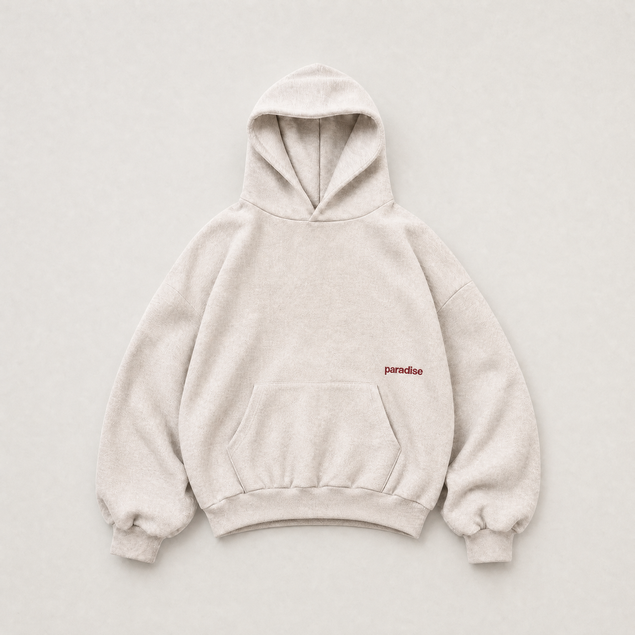 Cream Monogram hoodie - front view