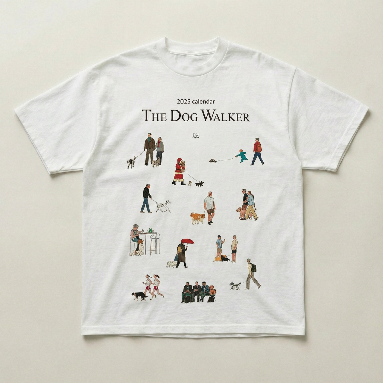 White dog walker standard tee