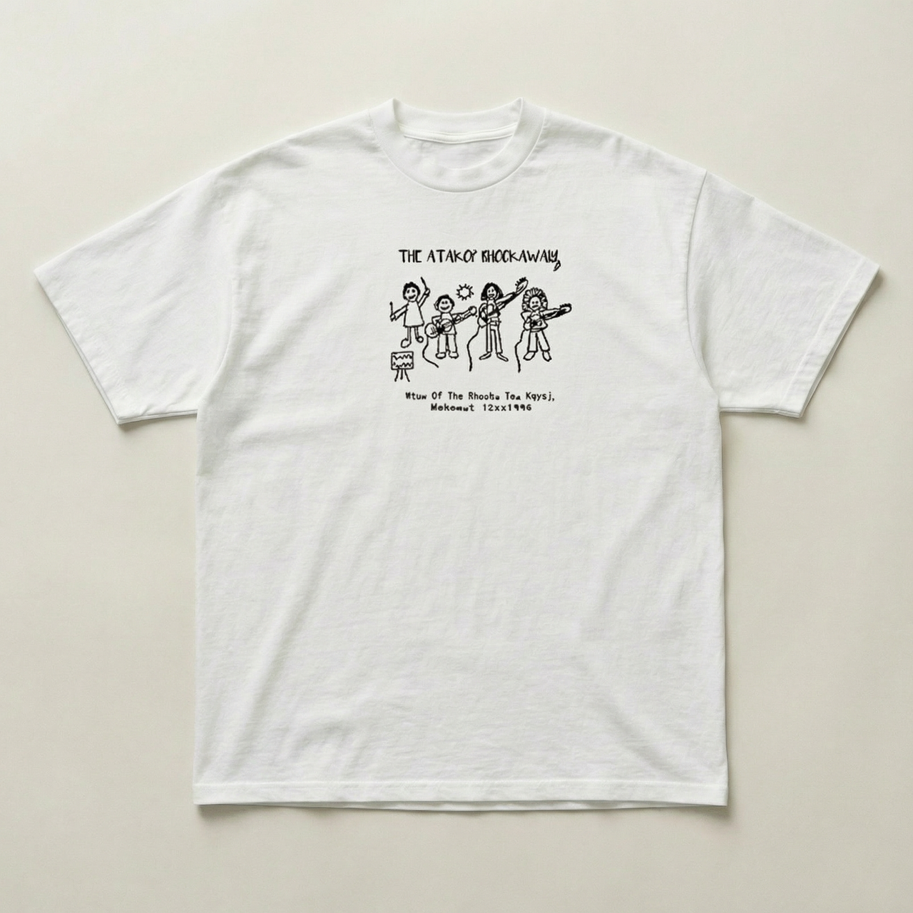 White cartoon band standard tee