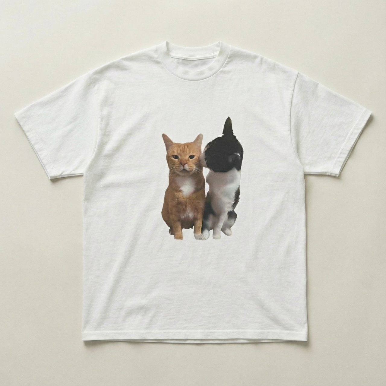 Black and orange cat heavyweight tee
