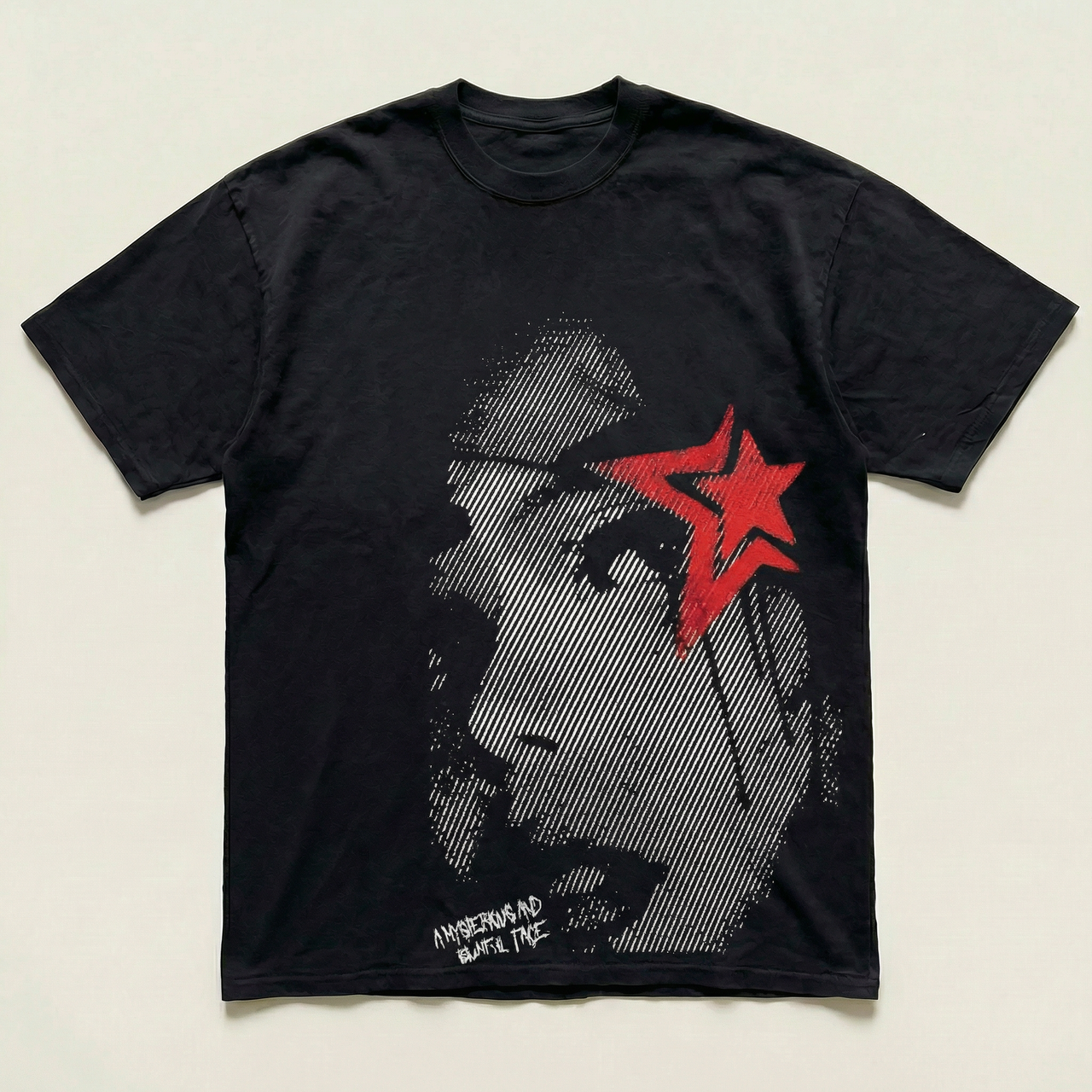 Black red star heavyweight tee