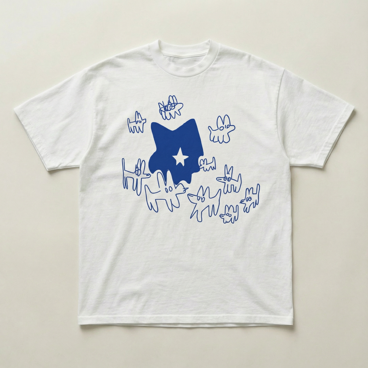 Blue cartoon dog standard tee