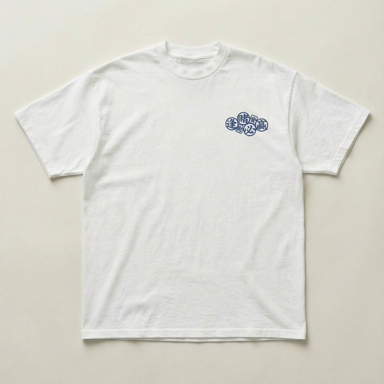 White and blue Mahjong heavyweight tee