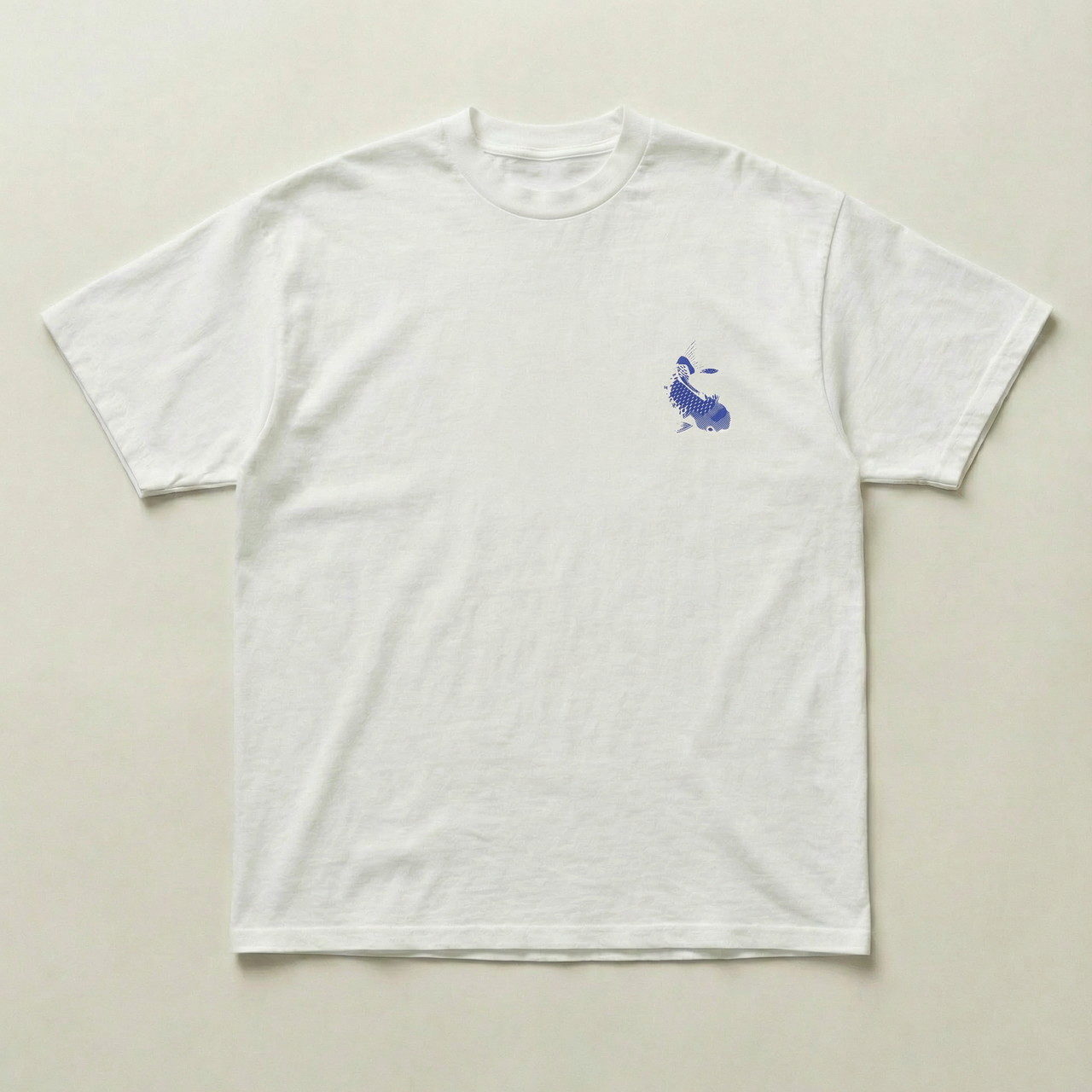White and blue Koi heavyweight tee