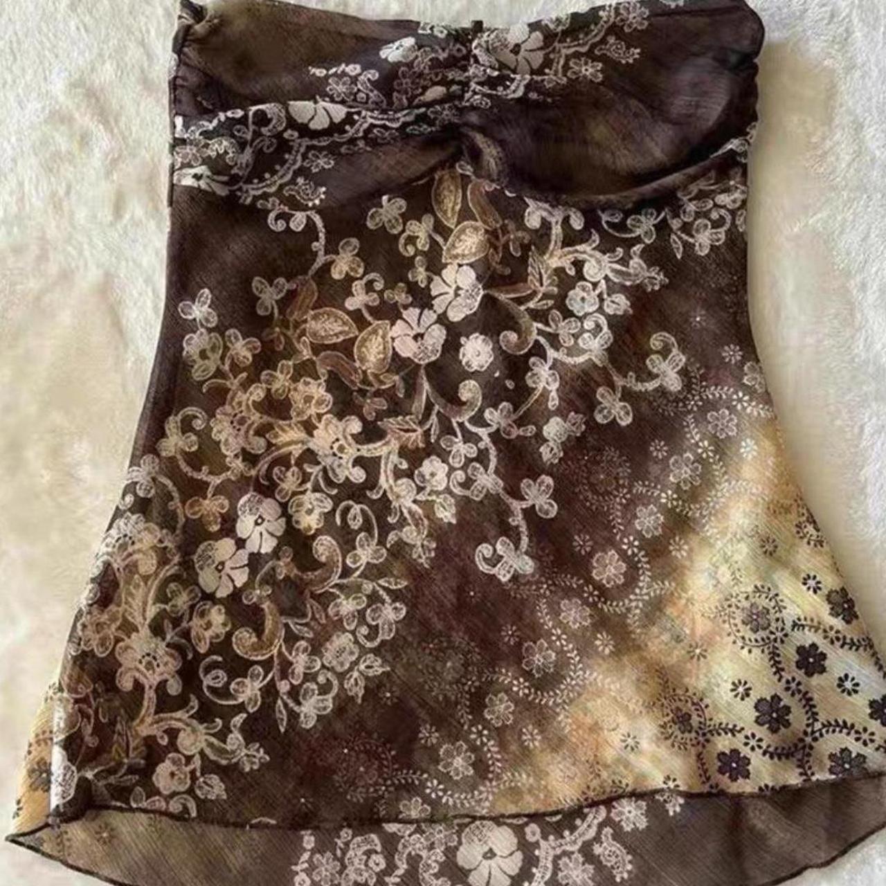 Brown floral tube top