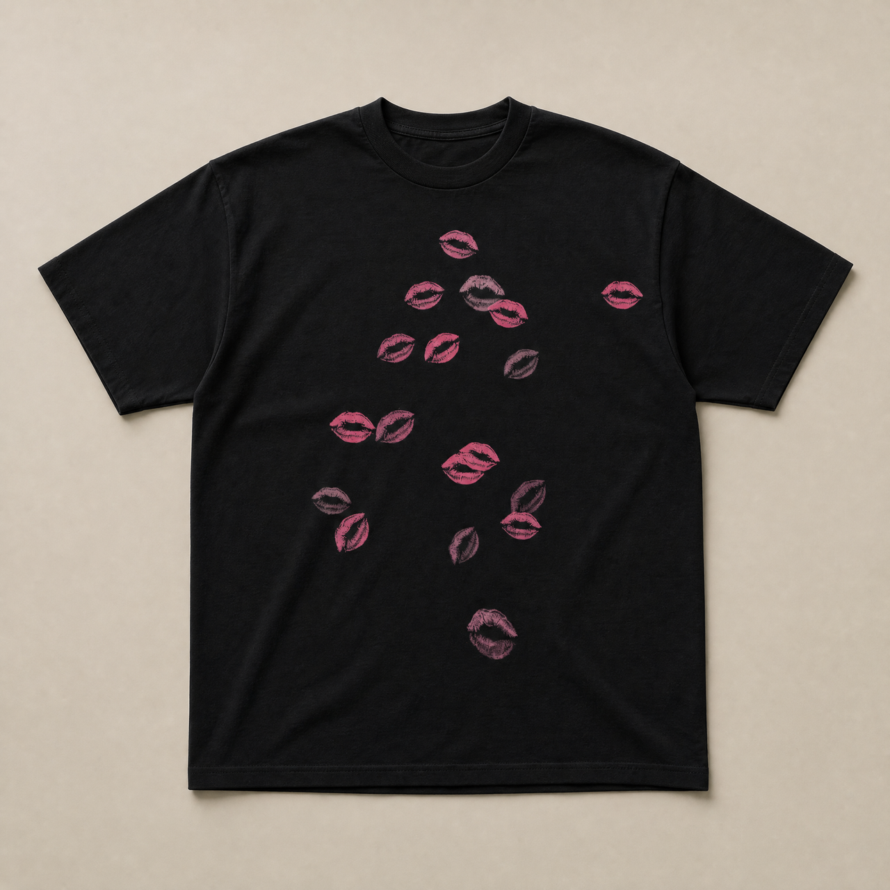 Black lip print tee