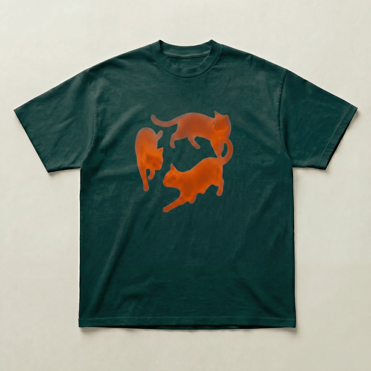 Green Dancing cat heavyweight tee - PARCU