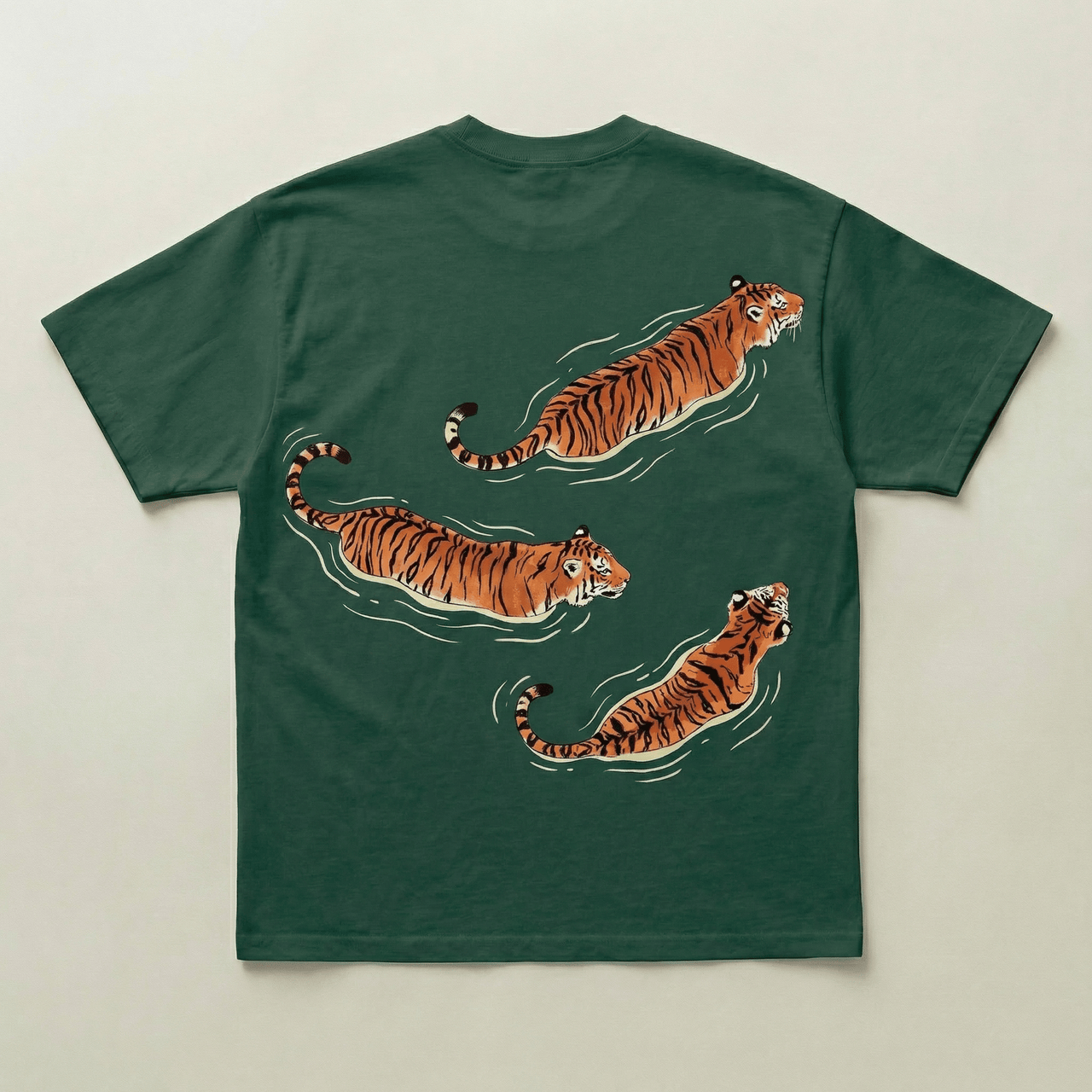 White Swimming tigers Heavyweight tee - PARCU