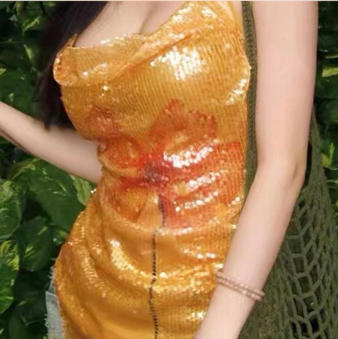 Orange sequin top