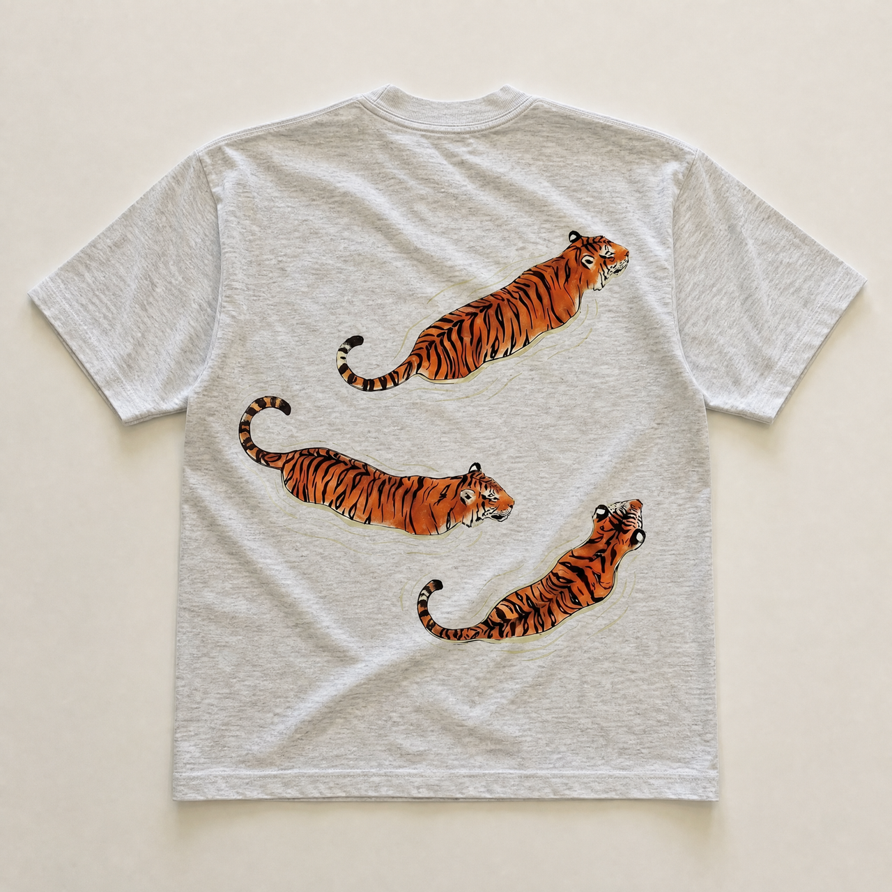 White Swimming tigers Heavyweight tee - PARCU