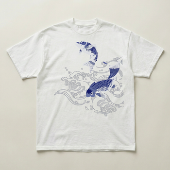 White and blue Koi heavyweight tee