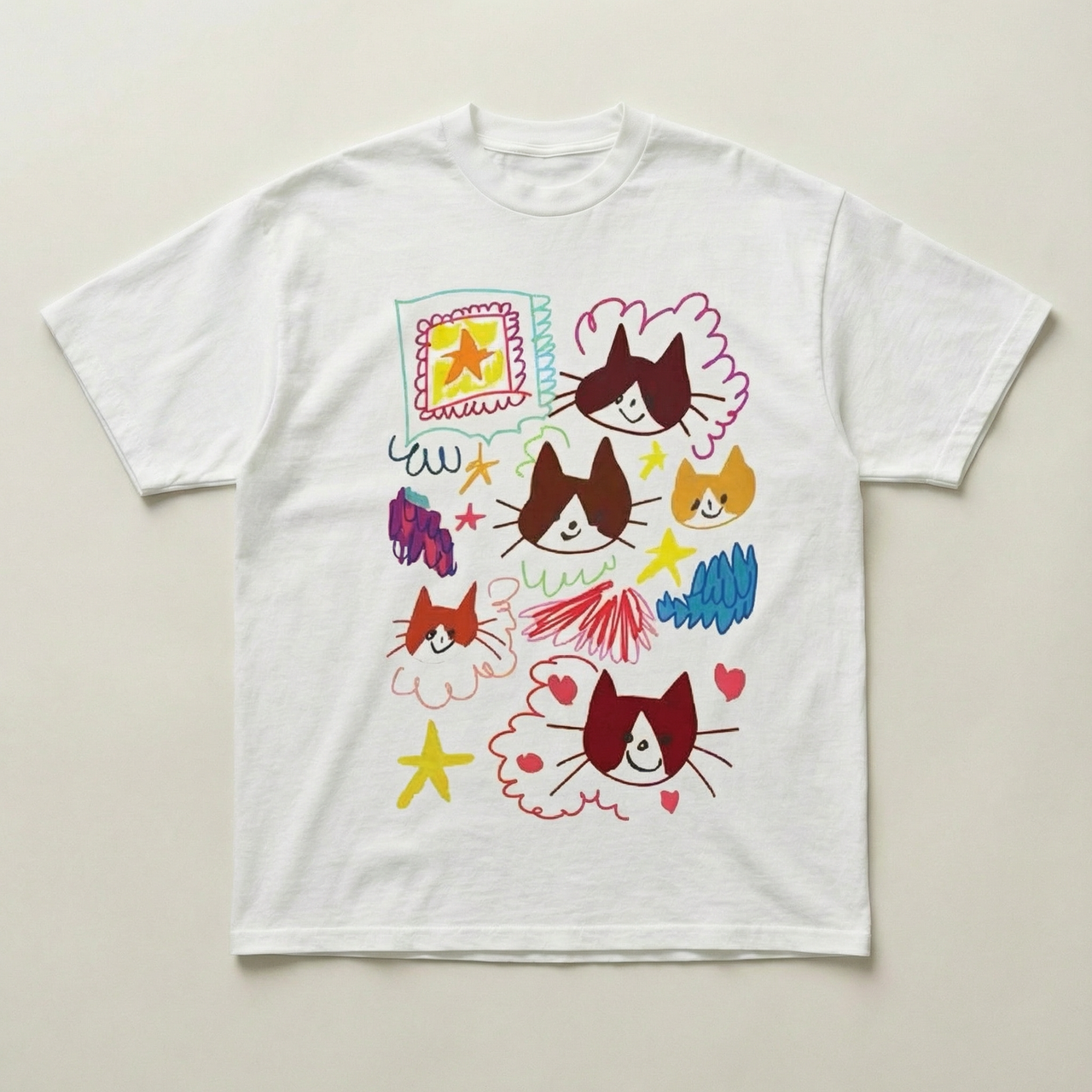 Colourful Cat heavyweight tee