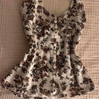 Brown and white flower halter top