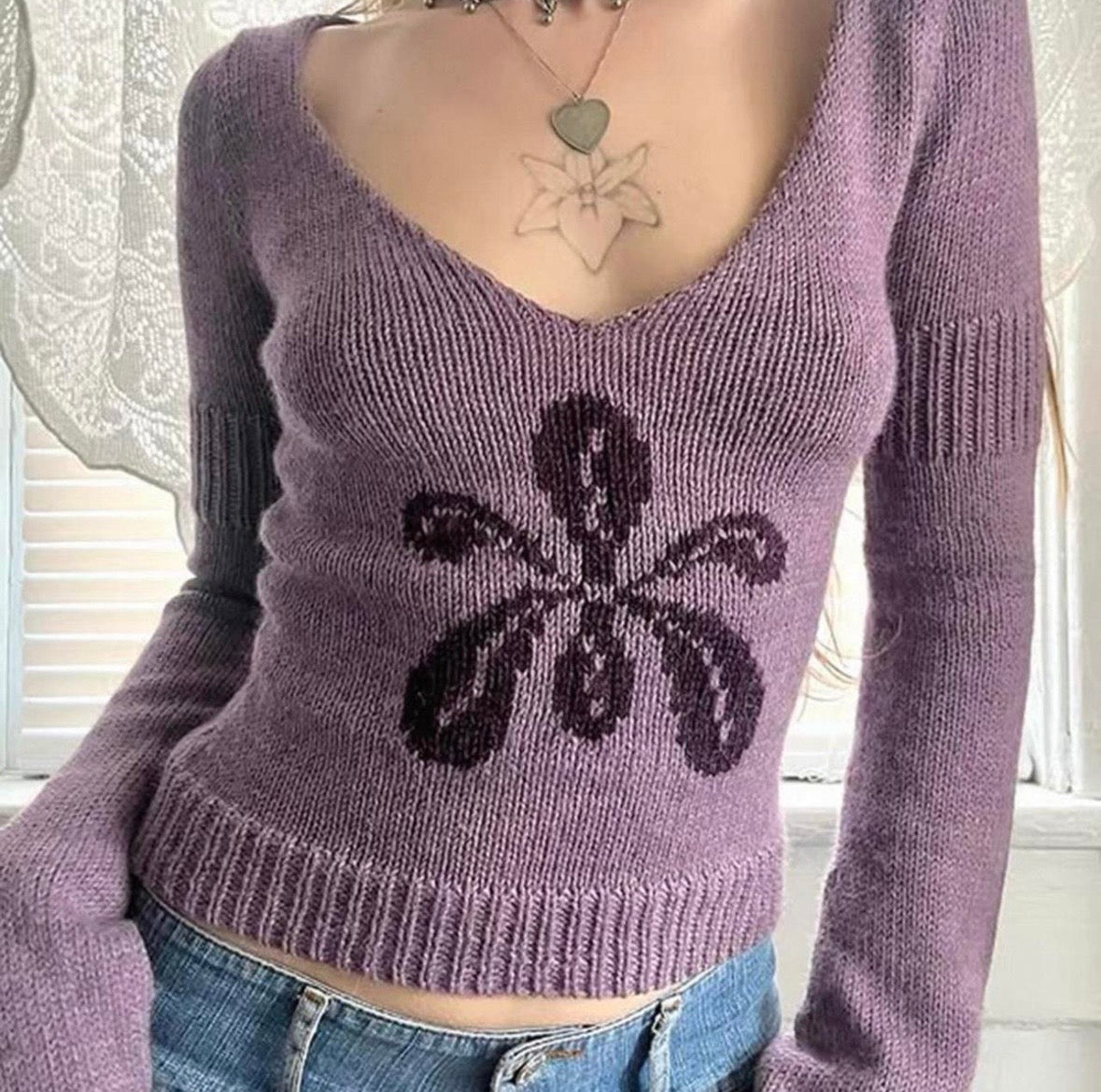 Purple flower knit