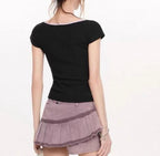 Black flower cutout top