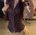 Brown polka dot sleeveless tie top