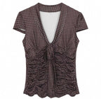 Brown polka dot sleeveless tie top