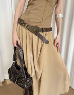 Brown double hearts belt