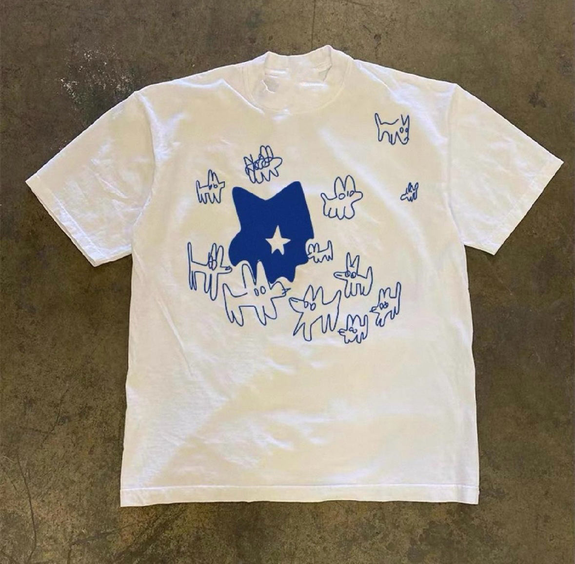 Blue cartoon dog standard tee