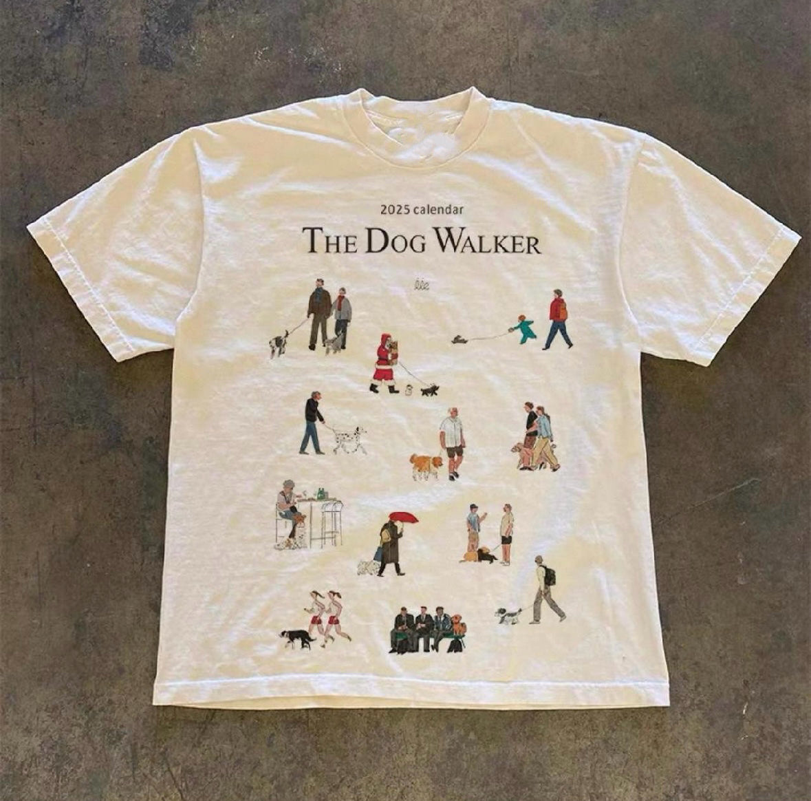 White dog walker standard tee