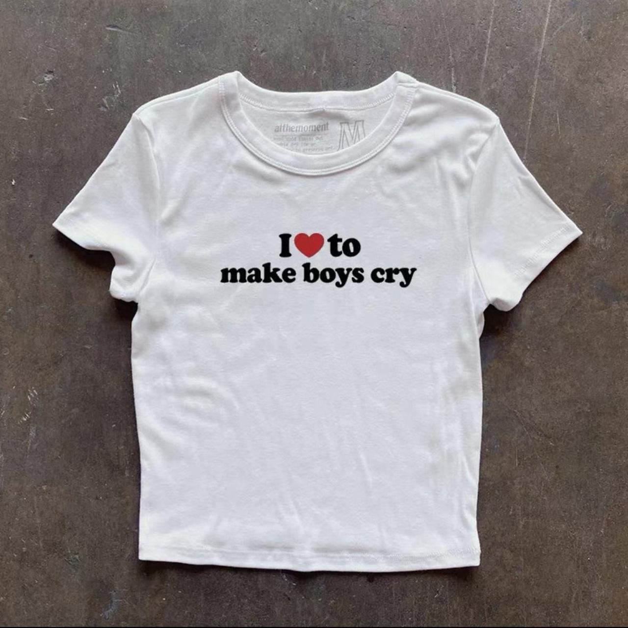 White make boys cry crop top