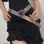 Silver red heart belt