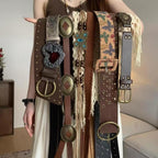 Silver red heart belt