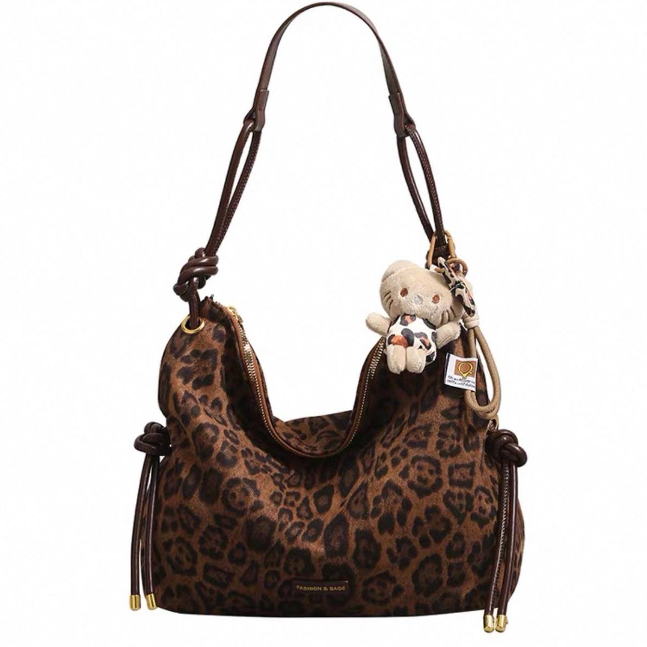 Brown leopard print bag