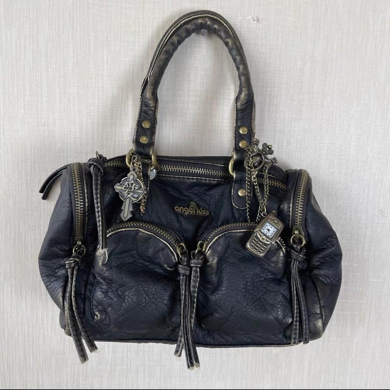 Vintage style black double pocket bag