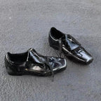 Black leather shine shoes