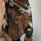 Brown and white floral long skirt