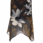 Brown and white floral long skirt