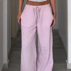 Pink and white stripe summer pants