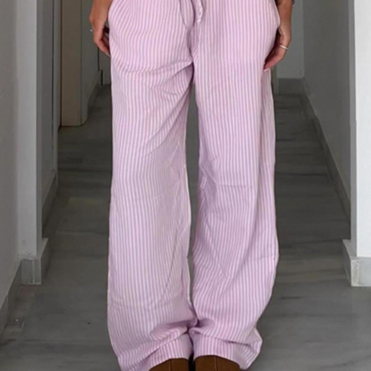 Pink and white stripe summer pants