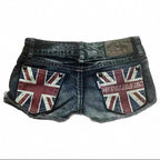 Union jack denim shorts