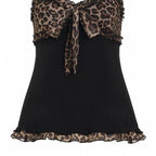 Leopard print cami tie top