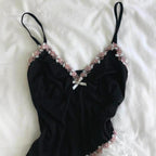 Black and pink with ribbon top