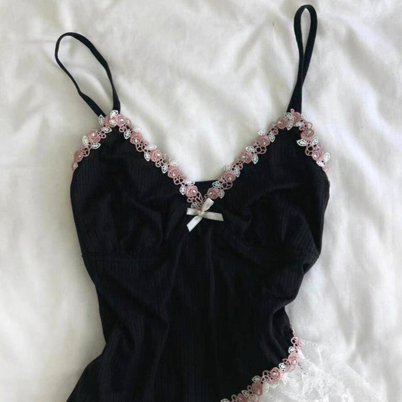Black and pink with ribbon top