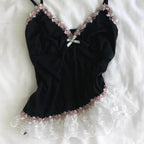 Black and pink with ribbon top