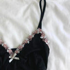 Black and pink with ribbon top