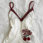 White and red cherry bomb top