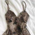 Black and brown butterfly cami top