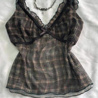 Black and brown ruffle top