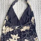 Navy and white flower halter