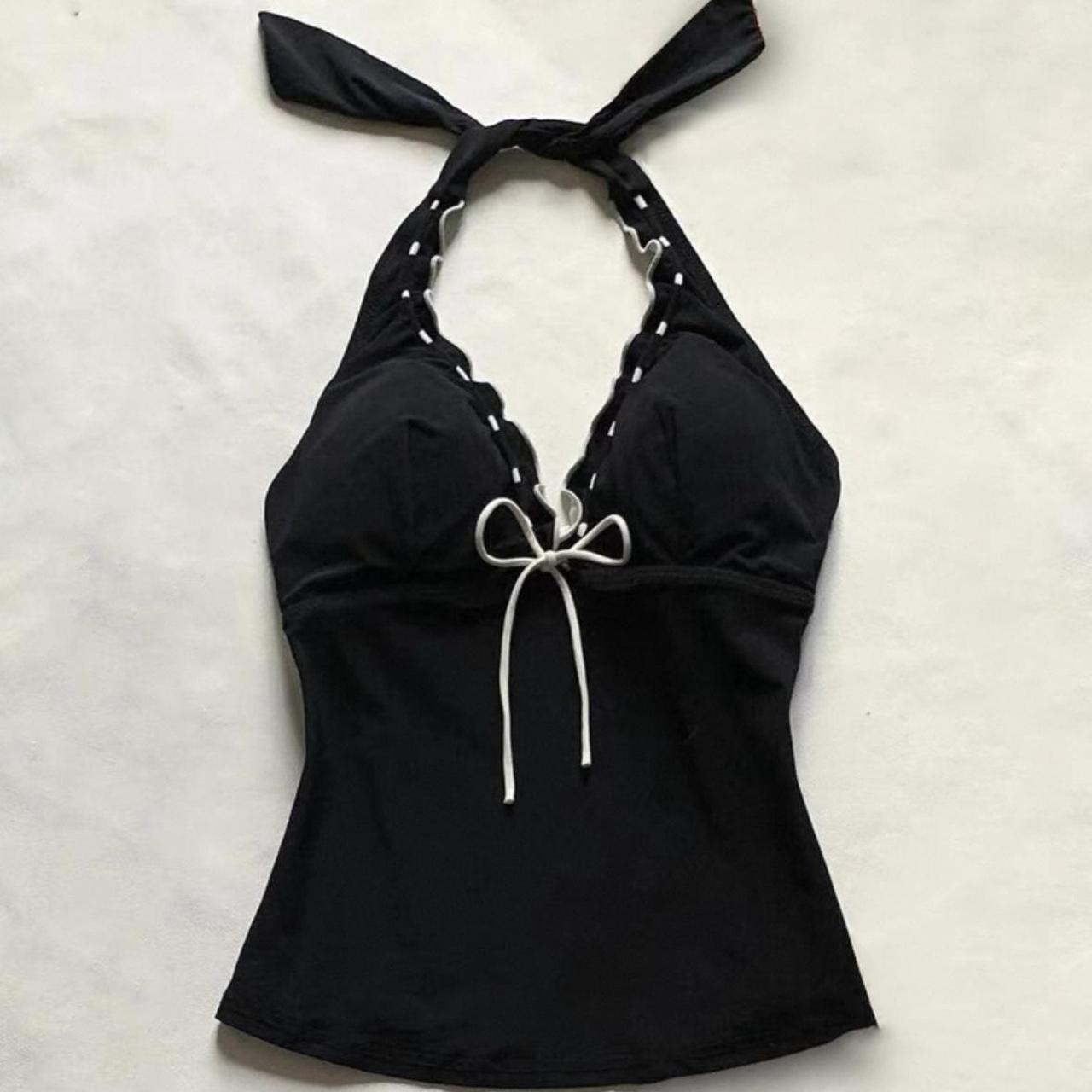 Black and white ribbon halter