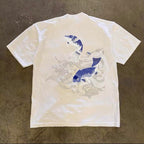 White and blue Koi heavyweight tee