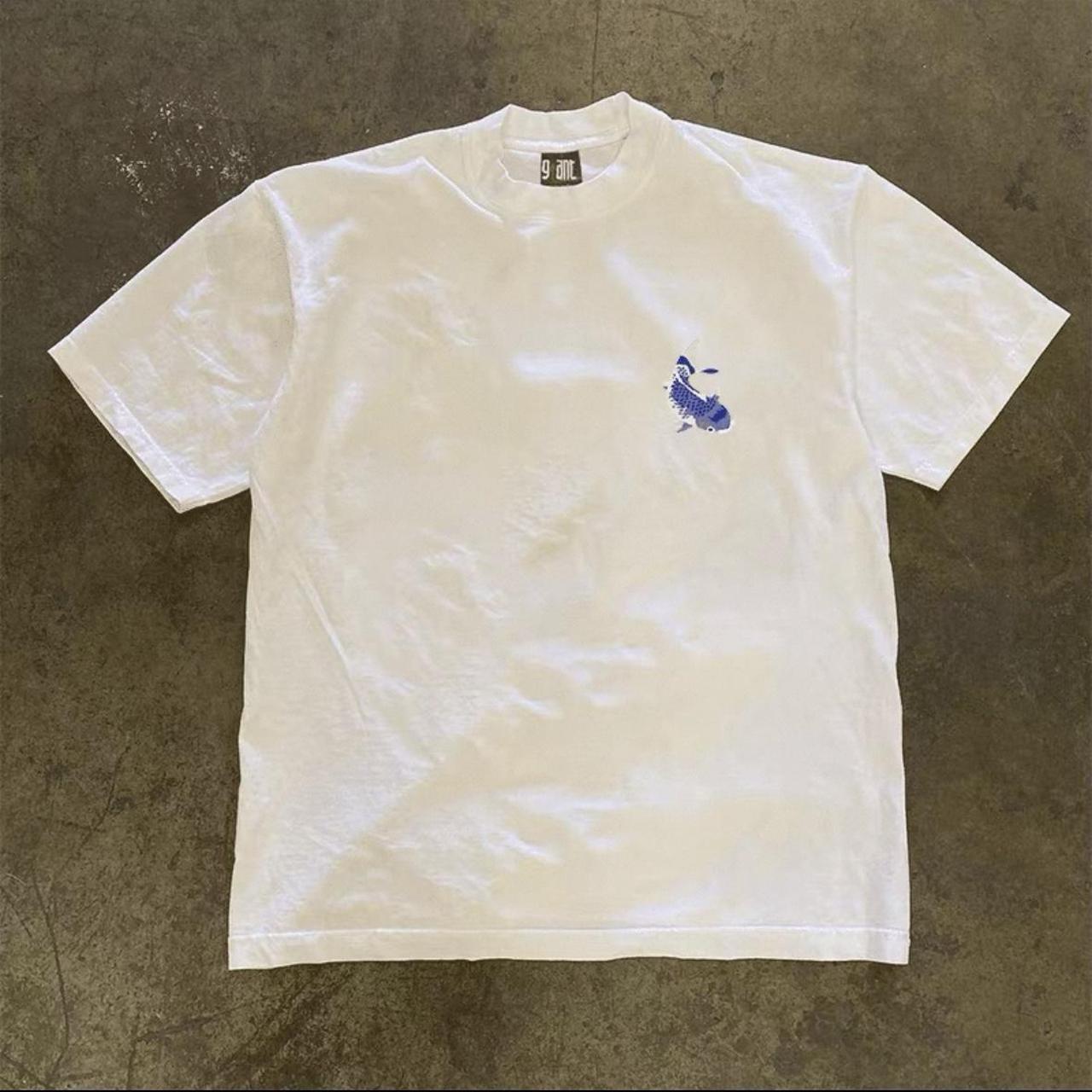 White and blue Koi heavyweight tee