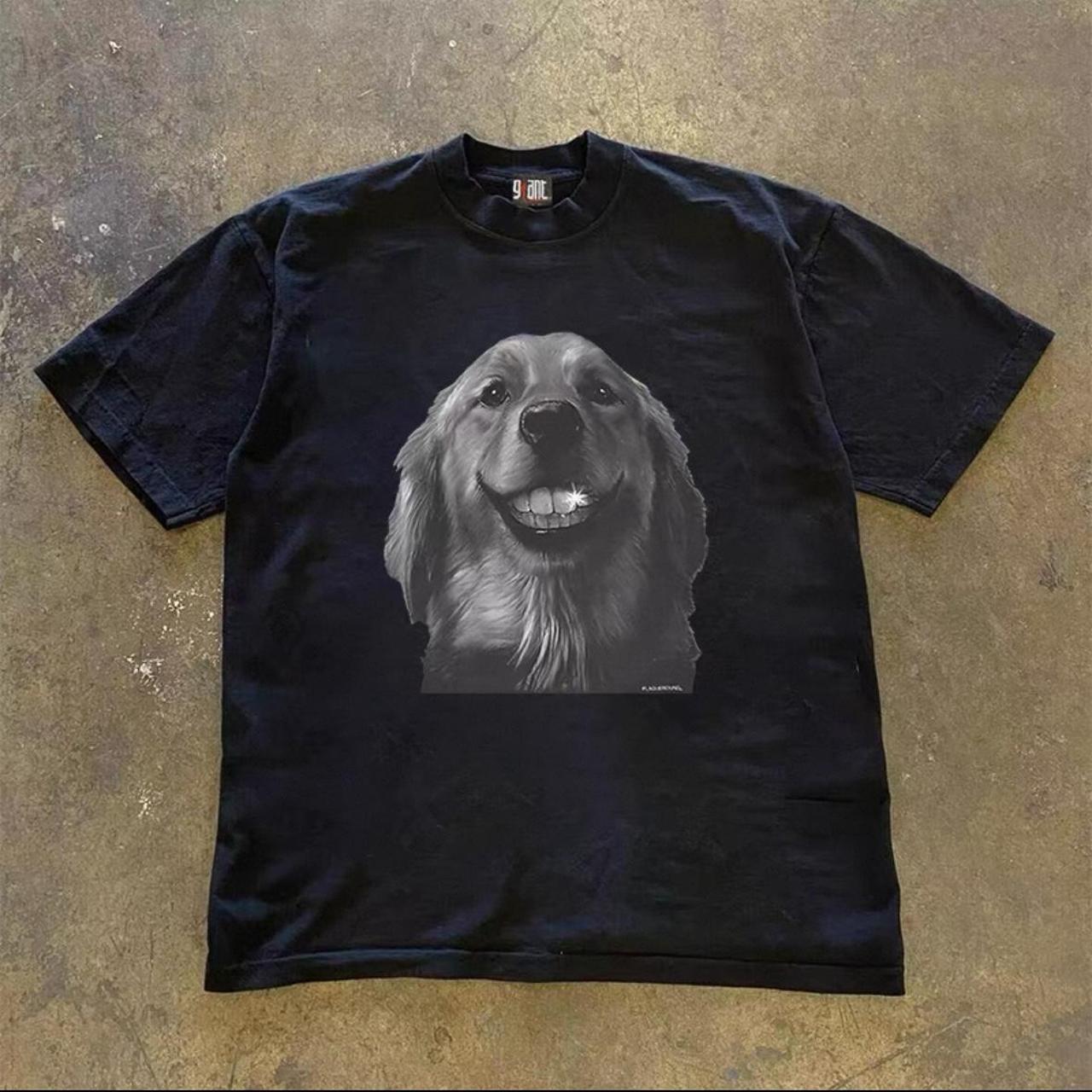 Black Smiling dog heavyweight tee