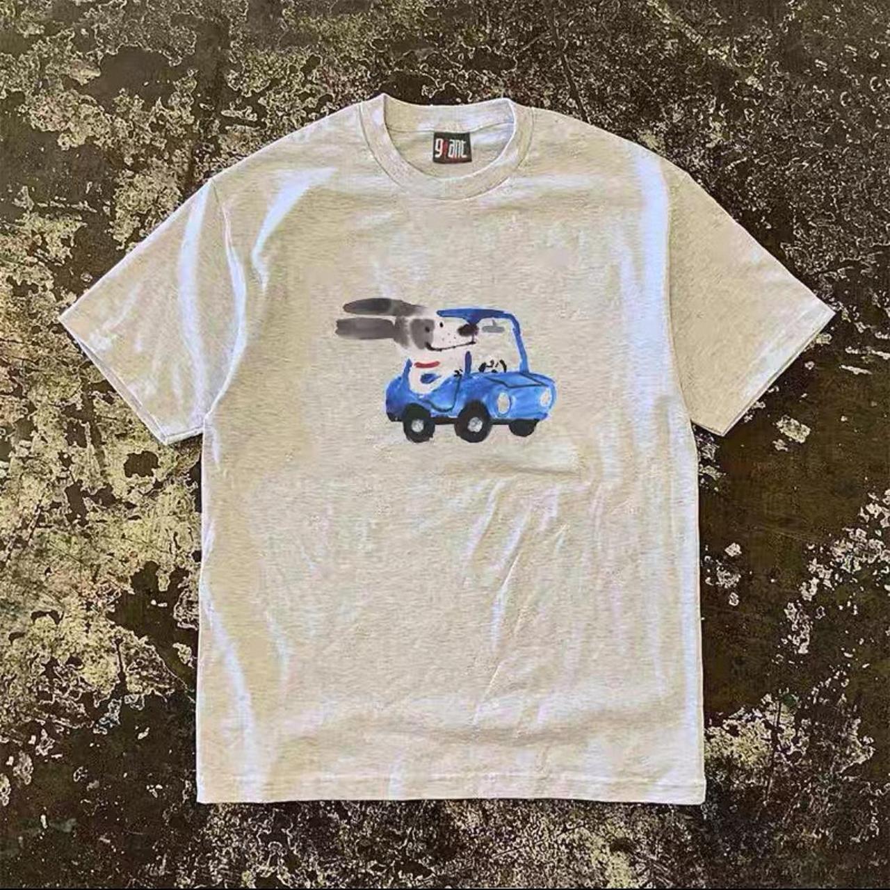 Grey marle dog car heavyweight tee