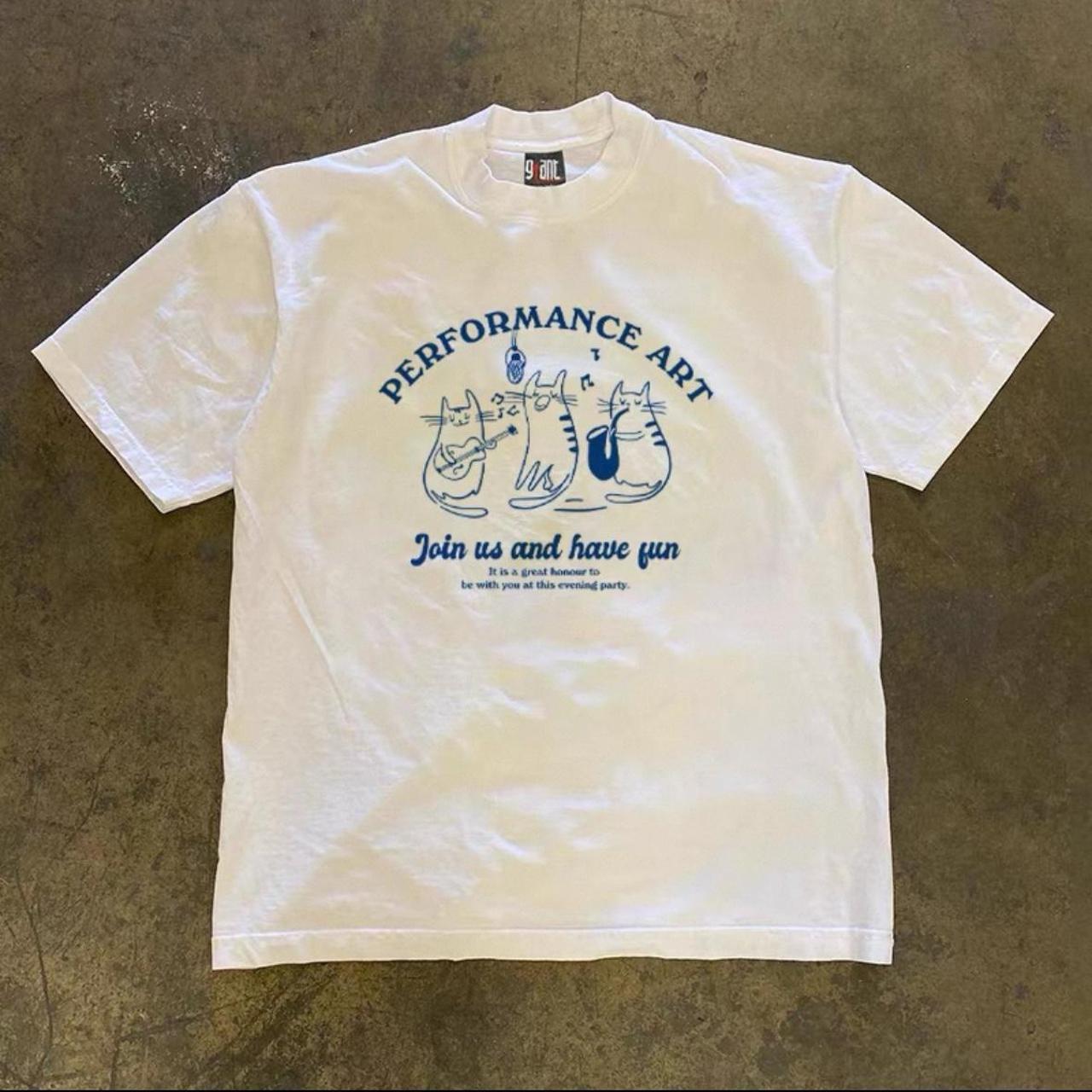 White performance art tee